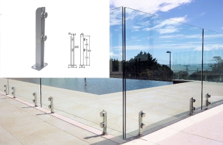 Lan can ban công kính trụ kép thấp đặc 8 mm DDT02