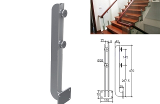 Lan can kính trụ kép thấp ốp má đặc bo DDT01/S