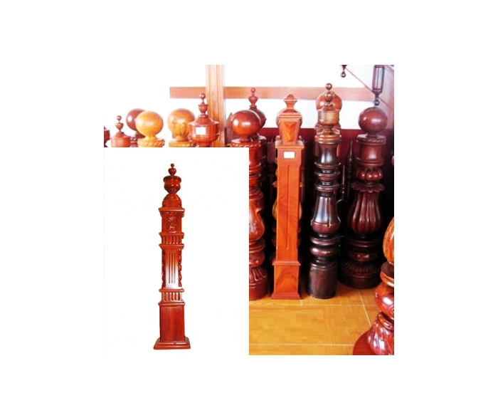 Trụ cái cầu thang gỗ gõ đỏ 