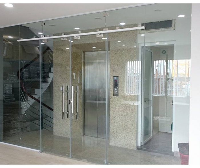 Cửa kính cường lực ống Inox CKLO1