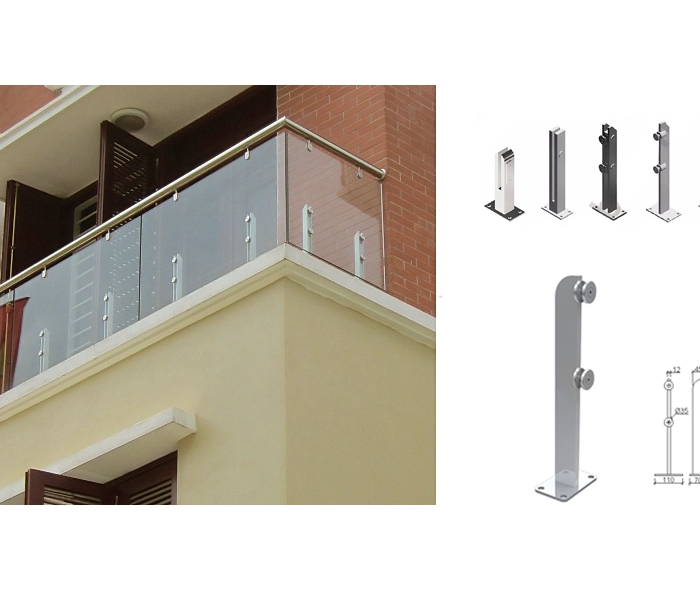 Lan can kính trụ đơn thấp DDT03