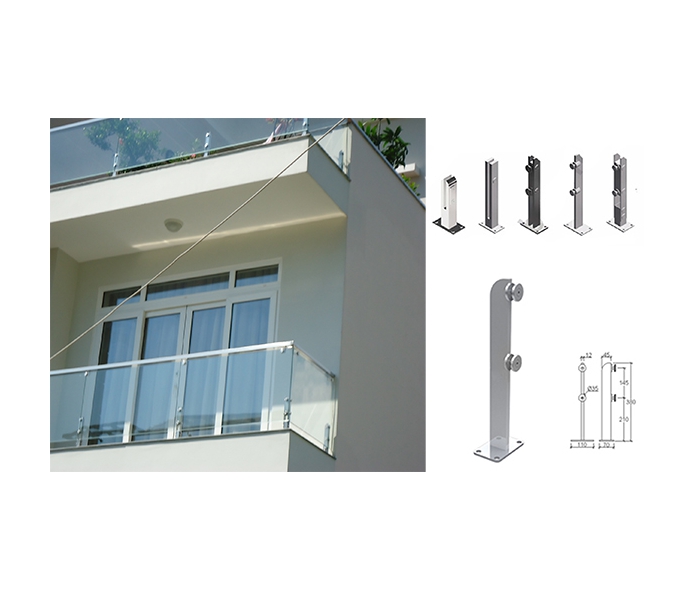 Lan can kính trụ đơn thấp bo DDT03/S
