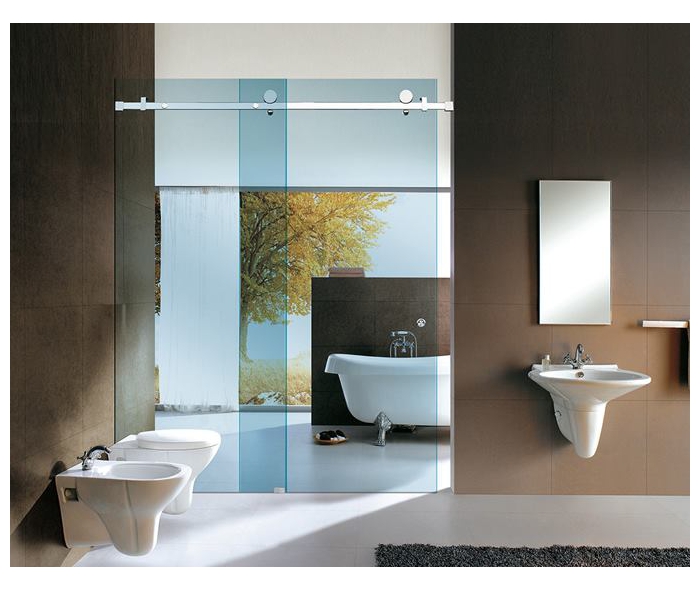 Ca bin tắm kính cửa trượt ray inox CBRI01